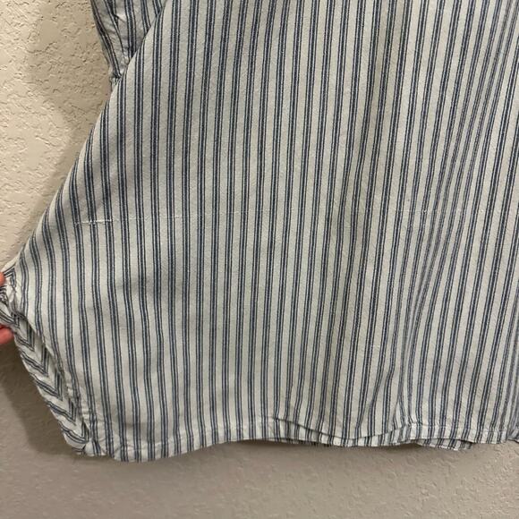 HEART'S DESIRE by Mary Grace Linen Top White Blue Striped Lagenlook - Picture 7 of 12